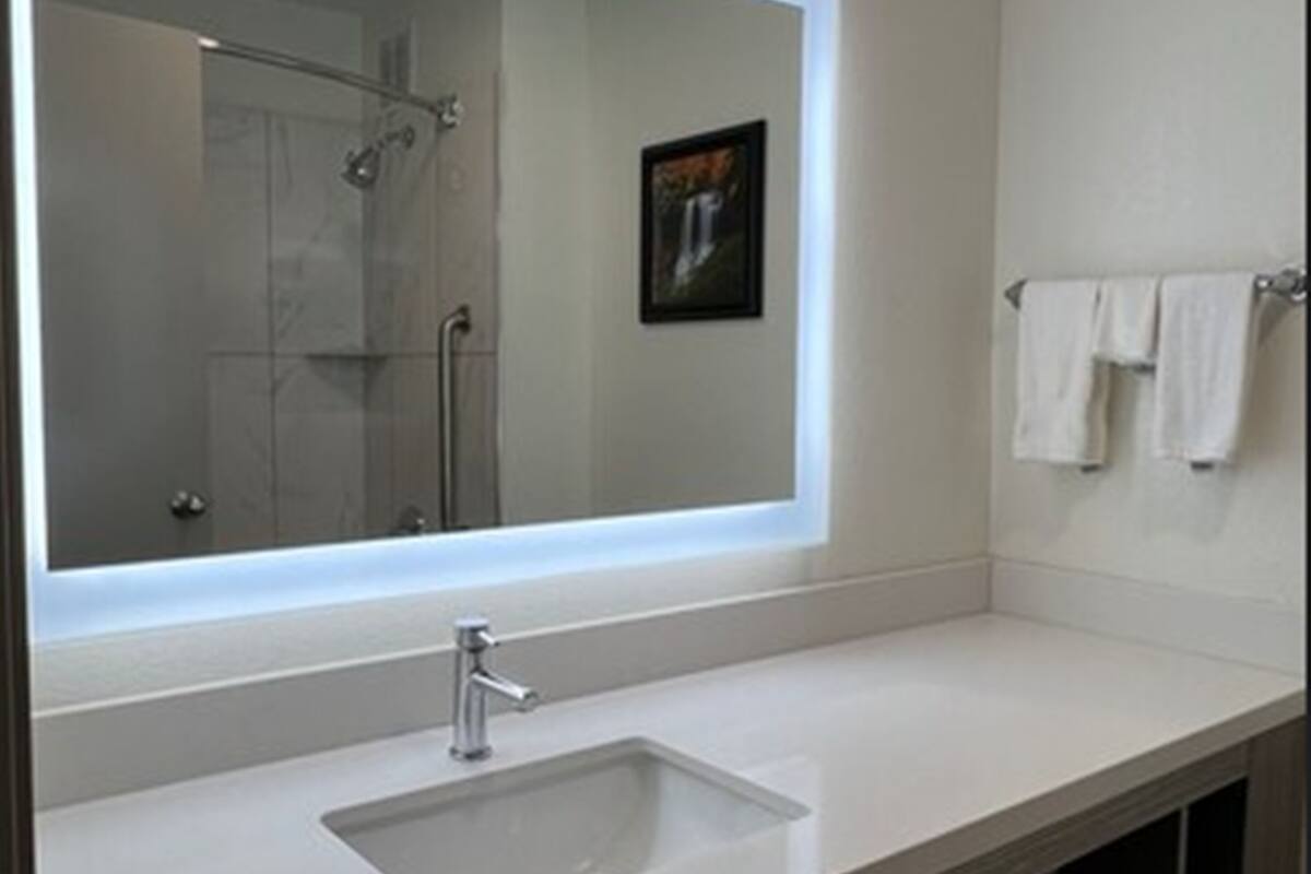 free toiletries, hair dryer, towels