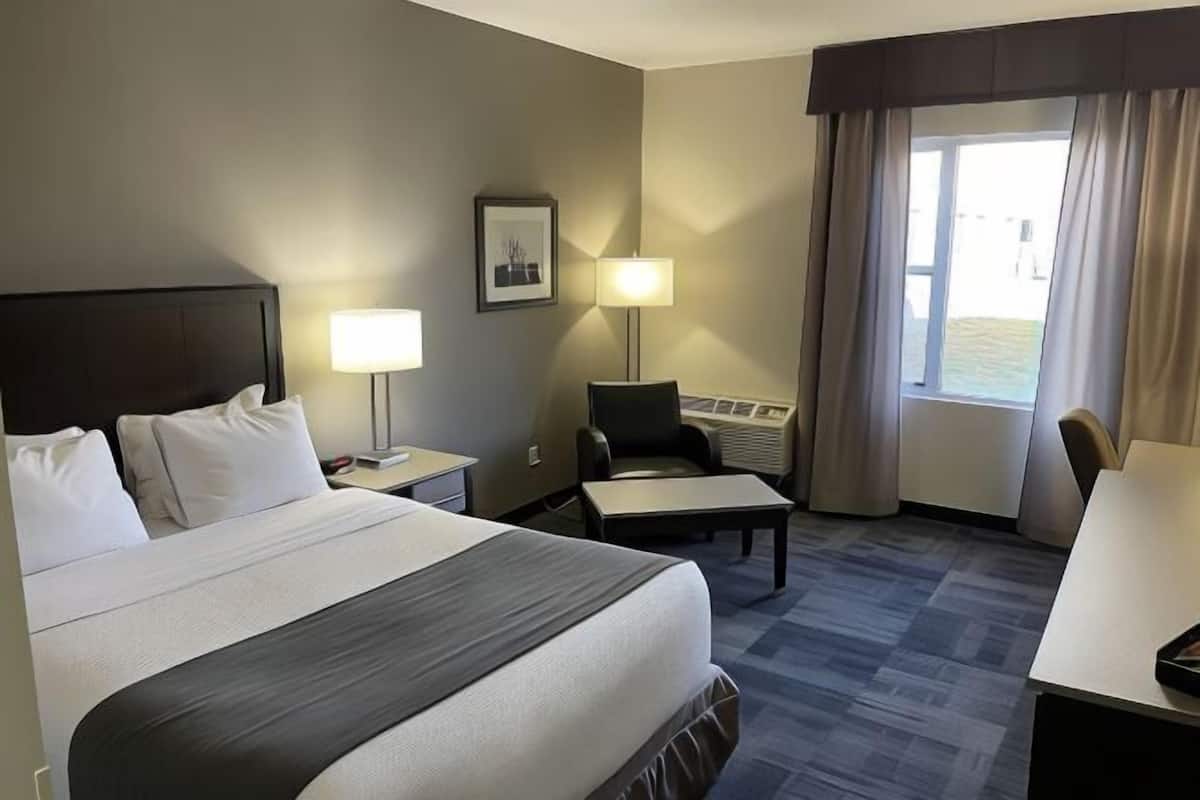 Ropa de cama de alta calidad y caja de seguridad en la habitación