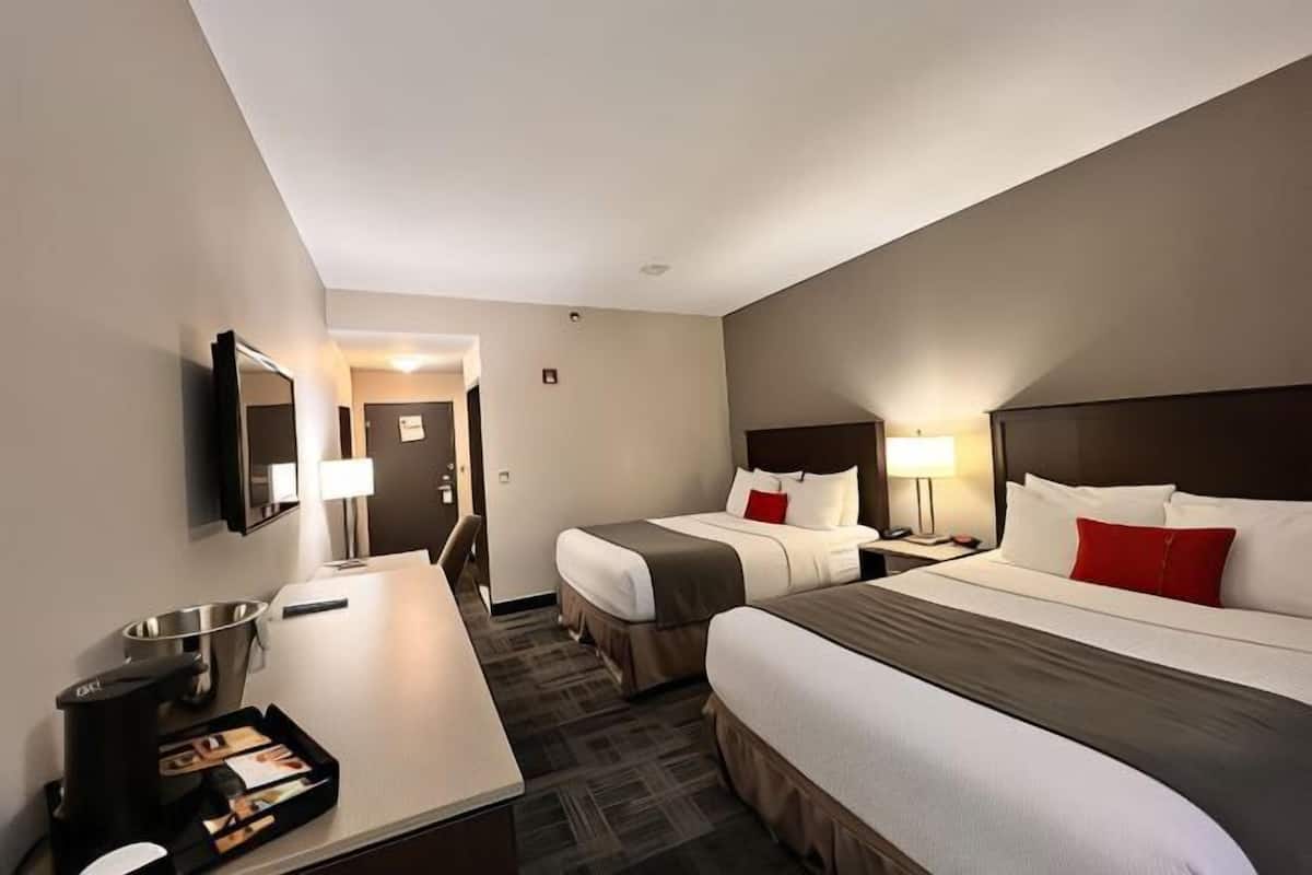 Ropa de cama de alta calidad y caja de seguridad en la habitación