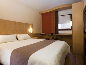 Hypo-allergenic bedding, desk, blackout curtains, soundproofing