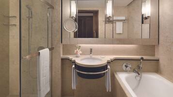 Shower, free toiletries, hair dryer, bathrobes