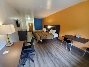 Down comforters, pillowtop beds, desk, iron/ironing board