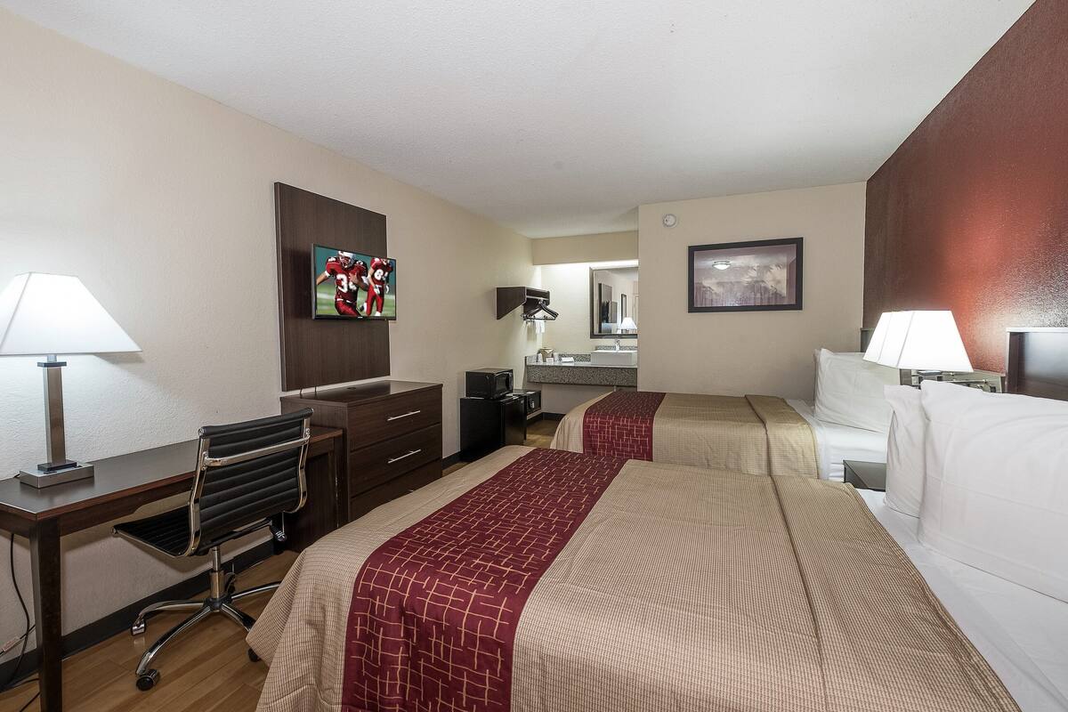 Deluxe Room, 2 Double Beds, Accessible, Non Smoking | In-room safe, desk, laptop workspace, blackout drapes