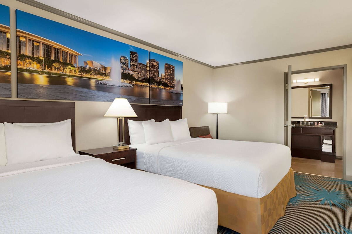 Studio Suite, 2 Queen Beds, Non Smoking | Desk, laptop workspace, blackout drapes, iron/ironing board