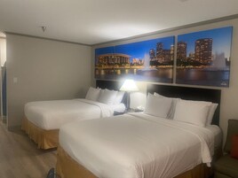 Room, 2 Queen Beds, Non Smoking | Desk, laptop workspace, blackout drapes, iron/ironing board