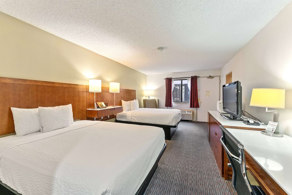 deluxe room, 2 queen beds, non smoking (pet-friendly) | in-room safe, desk, blackout curtains, iron/ironing board