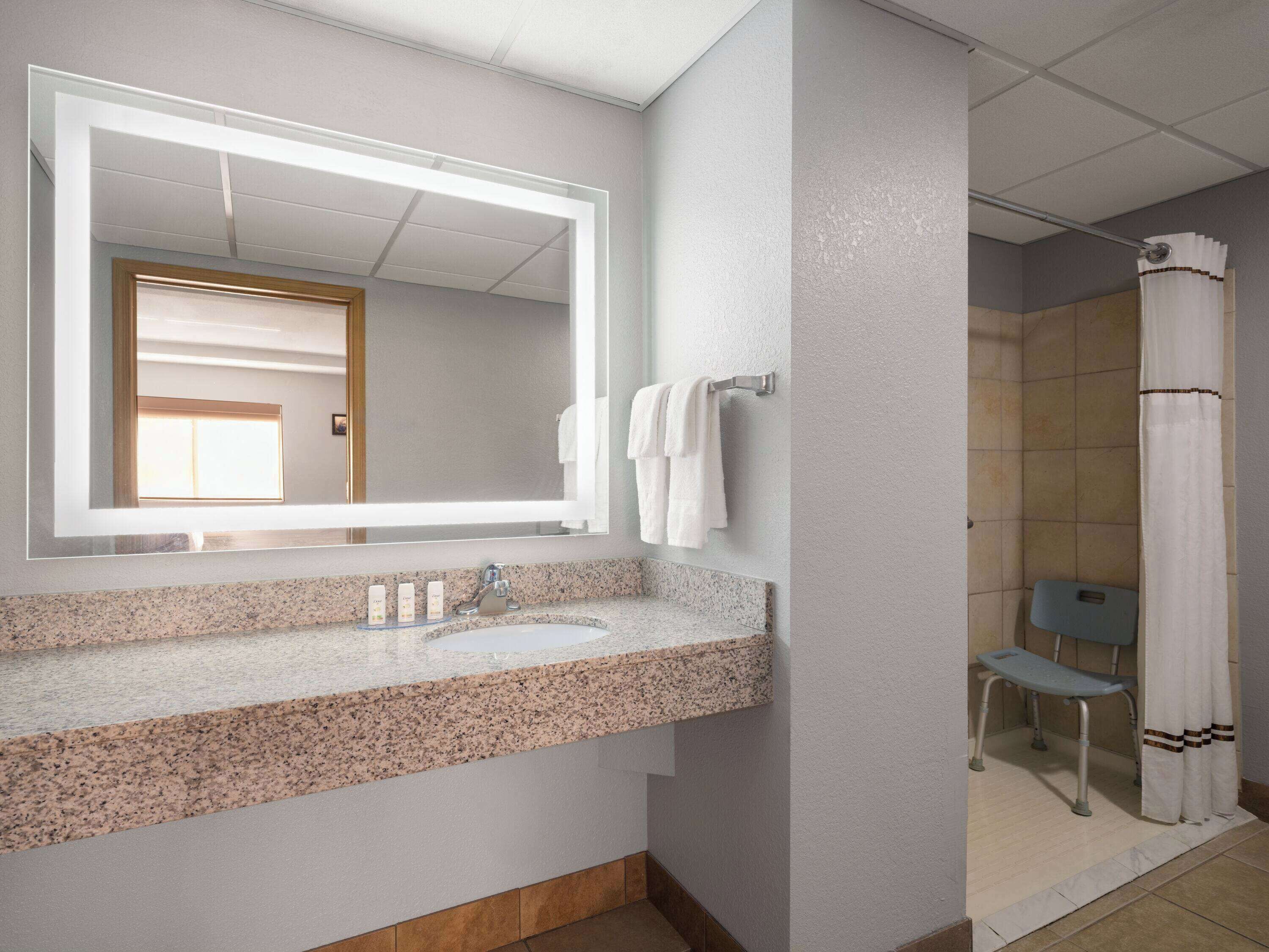 room, 1 queen bed, accessible, non smoking (mobility/hearing, roll-in shower) | accessible bathroom