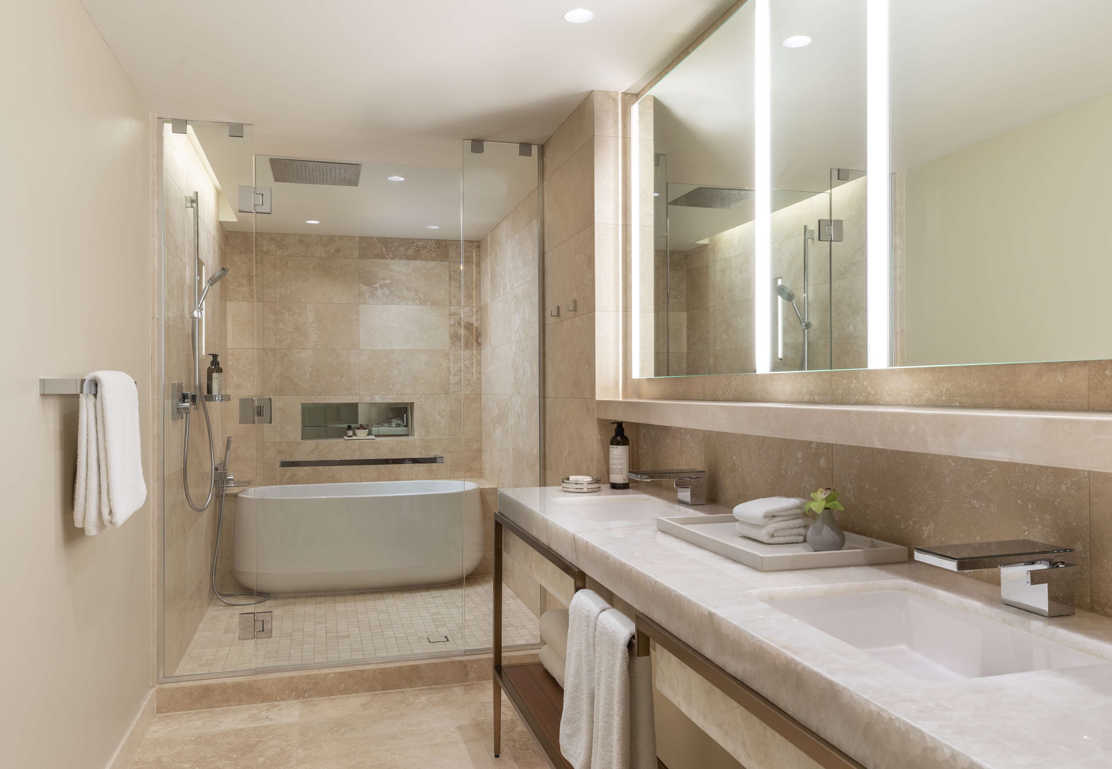 suite (nomi) | bathroom | designer toiletries, hair dryer, bathrobes, slippers