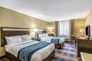 Standard Room, 2 Double Beds, Non Smoking | Premium bedding, desk, laptop workspace, blackout drapes