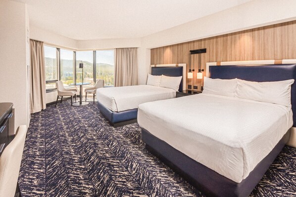 Romulus View Room, 2 Queens | Premium bedding, desk, laptop workspace, blackout drapes