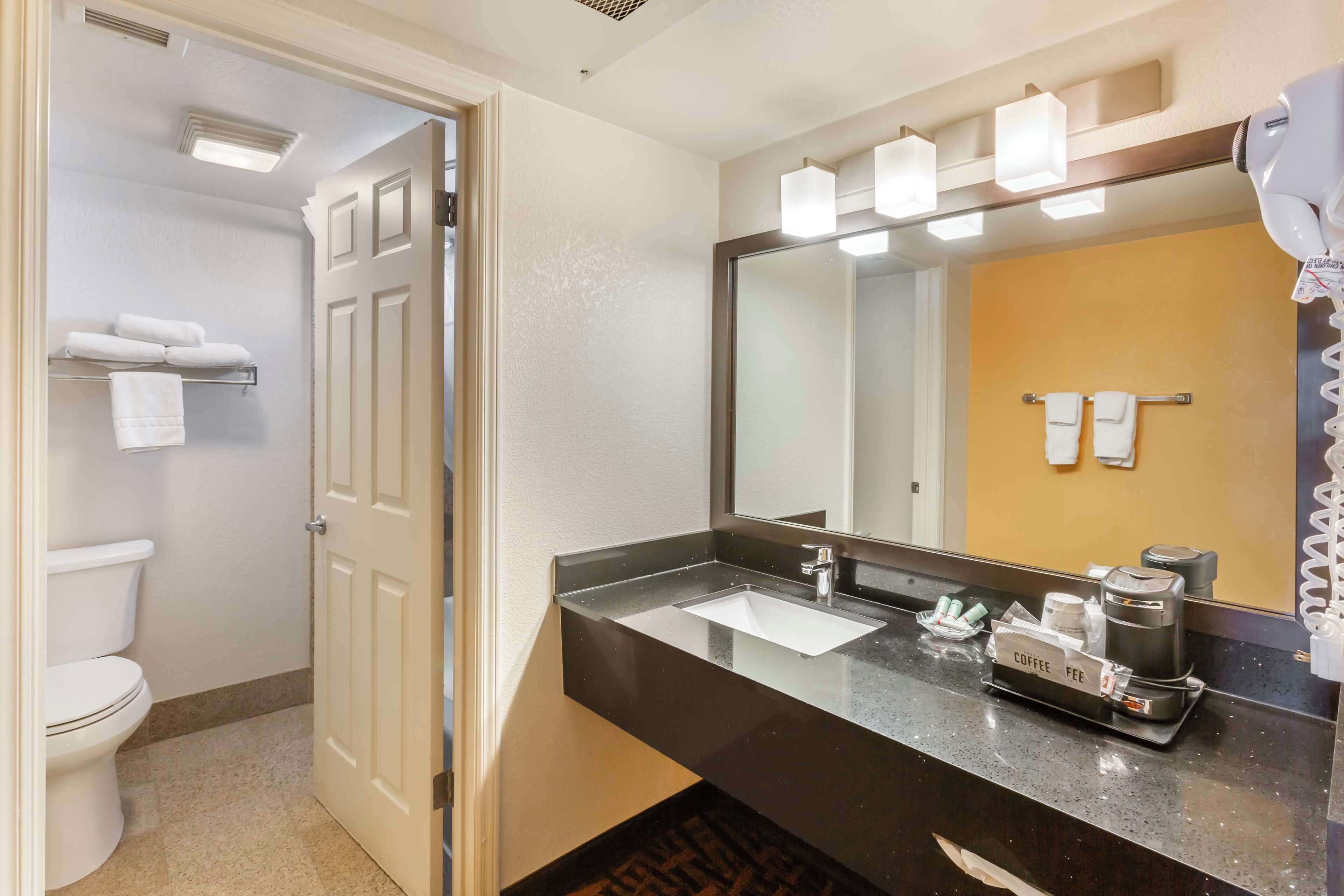 Standard Room, 1 King Bed, Non Smoking | Bathroom | Free toiletries, hair dryer, towels, soap