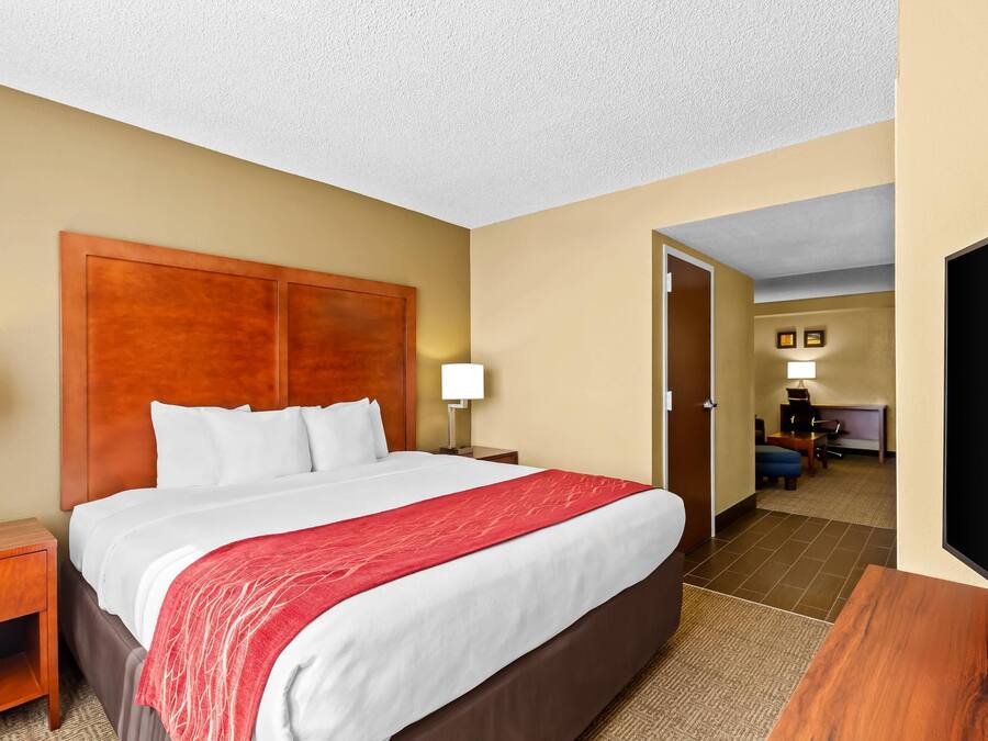 Suíte, 1 cama King e sofá-cama, para não fumantes | Cofres nos quartos, escrivaninha, espaço de trabalho para notebook
