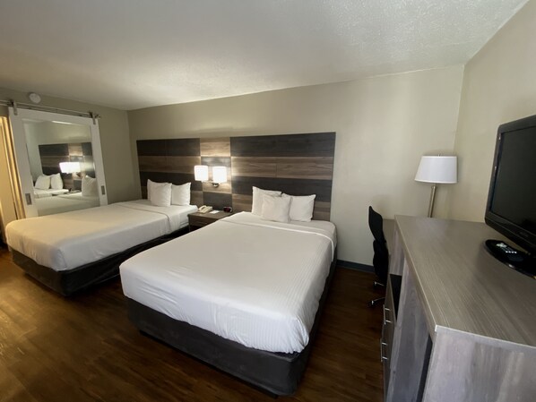 Room, 2 Queen Beds, Accessible, Non Smoking | Pillow-top beds, desk, laptop workspace, blackout curtains