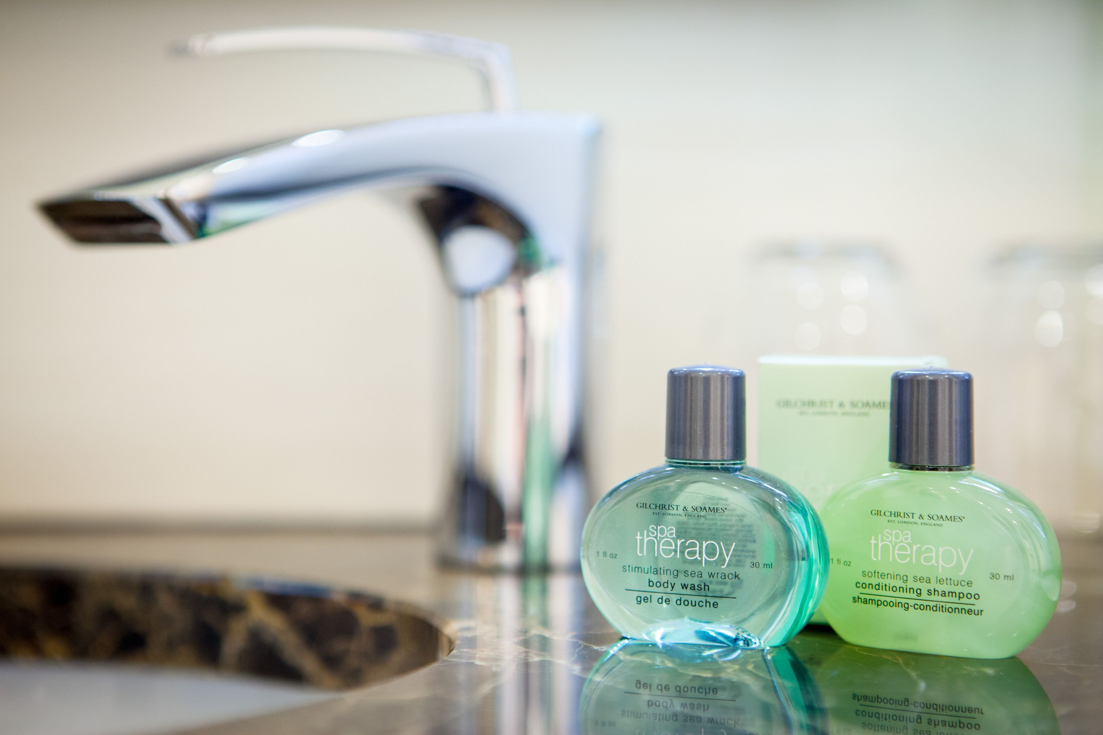 combined shower/bathtub, jetted bath, free toiletries, hair dryer