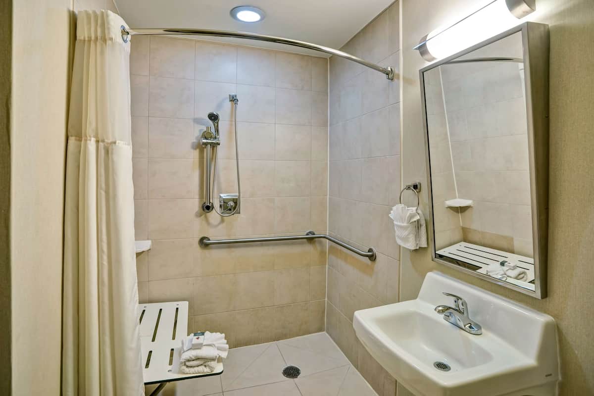 Habitación, 1 cama King size, con acceso para personas discapacitadas, para no fumadores | Regadera en el baño