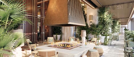 Cocktail bar, pool views, open daily