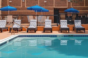 Outdoor pool, sun loungers