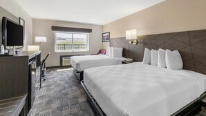 A hotel room with two beds, a desk, a television, and a window with a view. - Best Western Shepherdsville-Louisville South Hotel (Shepherdsville)