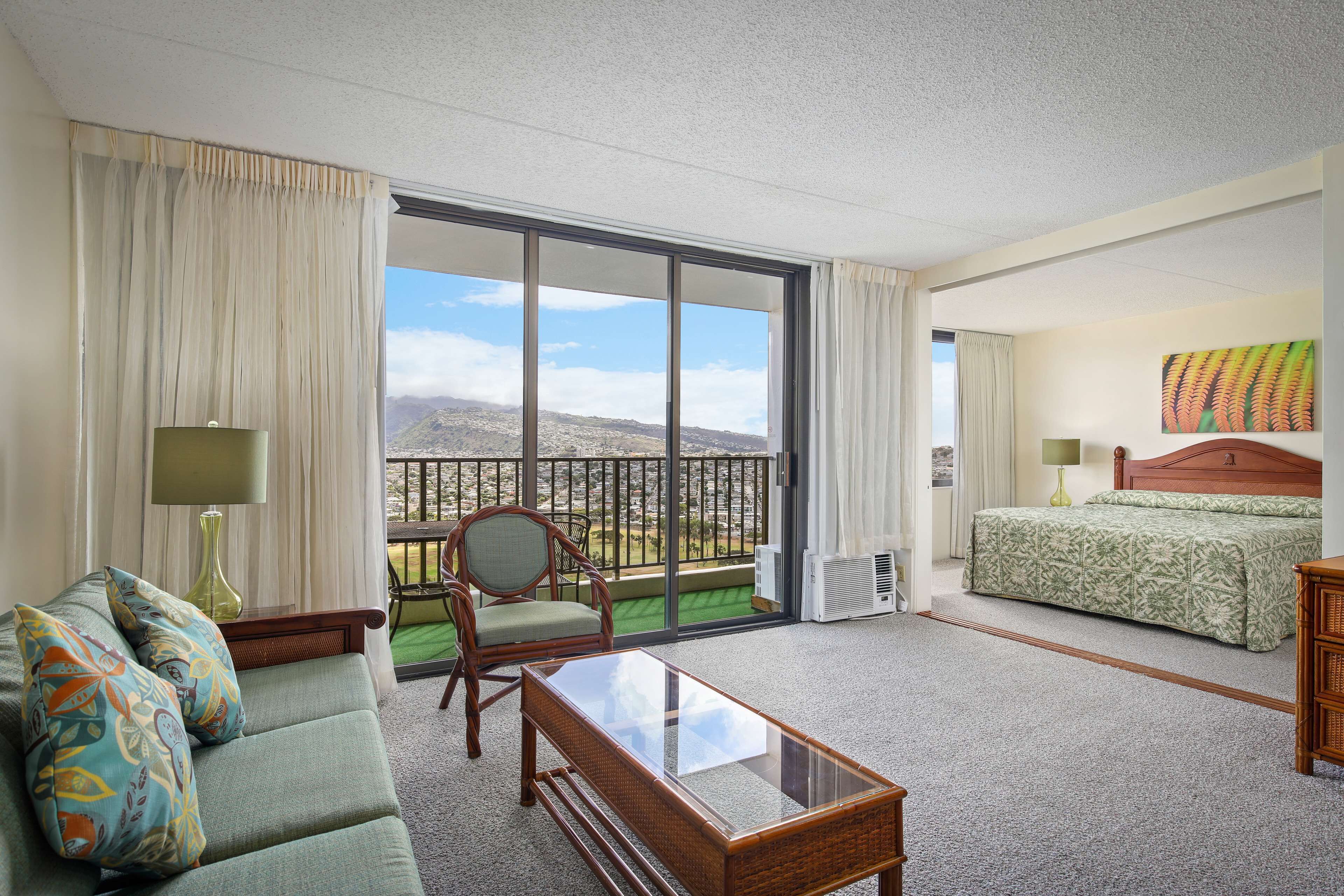 Deluxe Room, 1 Bedroom, Mountain View | Living area | 32-inch LCD TV with cable channels, TV, DVD player