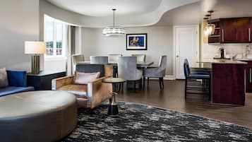Presidential Suite, 2 Bedrooms | Living area | 42-inch LCD TV with premium channels, TV