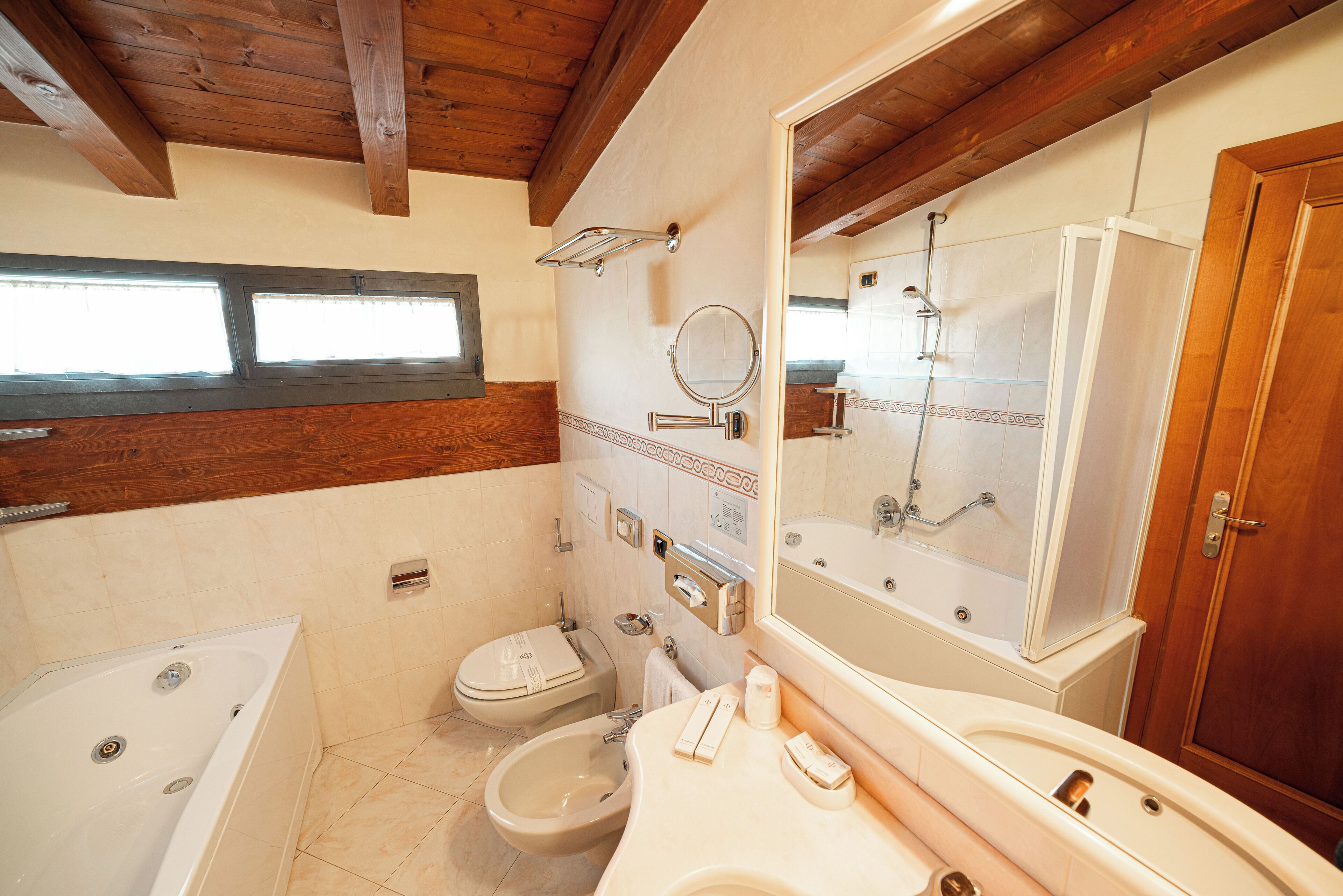 suite | bathroom | deep-soaking bathtub, free toiletries, hair dryer, bidet