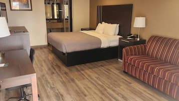 1 bedroom, desk, laptop workspace, blackout curtains
