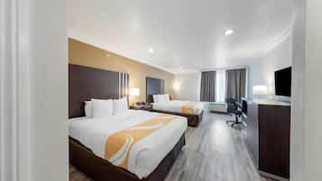 Standard Room, 2 Queen Beds, Non Smoking | 1 bedroom, desk, laptop workspace, blackout curtains