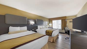 Standard Room, 2 Queen Beds, Non Smoking, Refrigerator & Microwave | Desk, blackout drapes, iron/ironing board, free cribs/infant beds