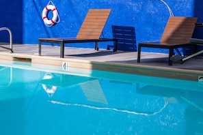 Outdoor pool, sun loungers