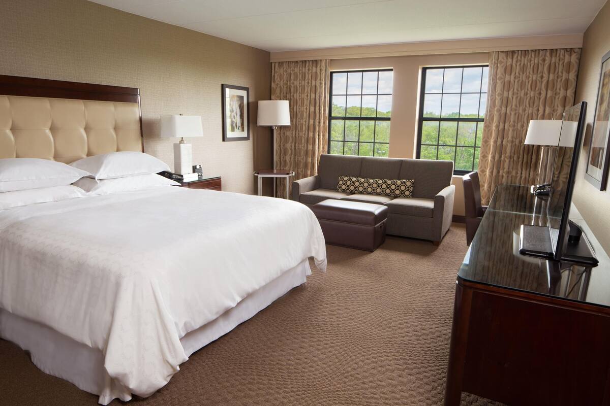 Hypo-allergenic bedding available, in-room safe, desk, laptop workspace