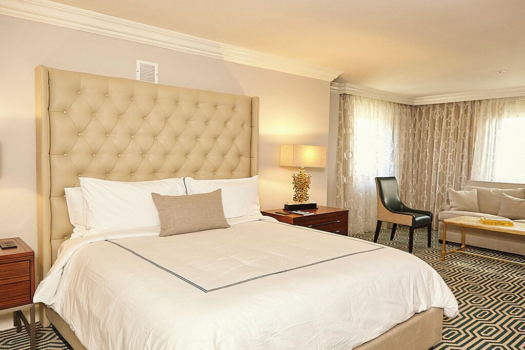 Hypo-allergenic bedding, down duvets, pillow-top beds, minibar