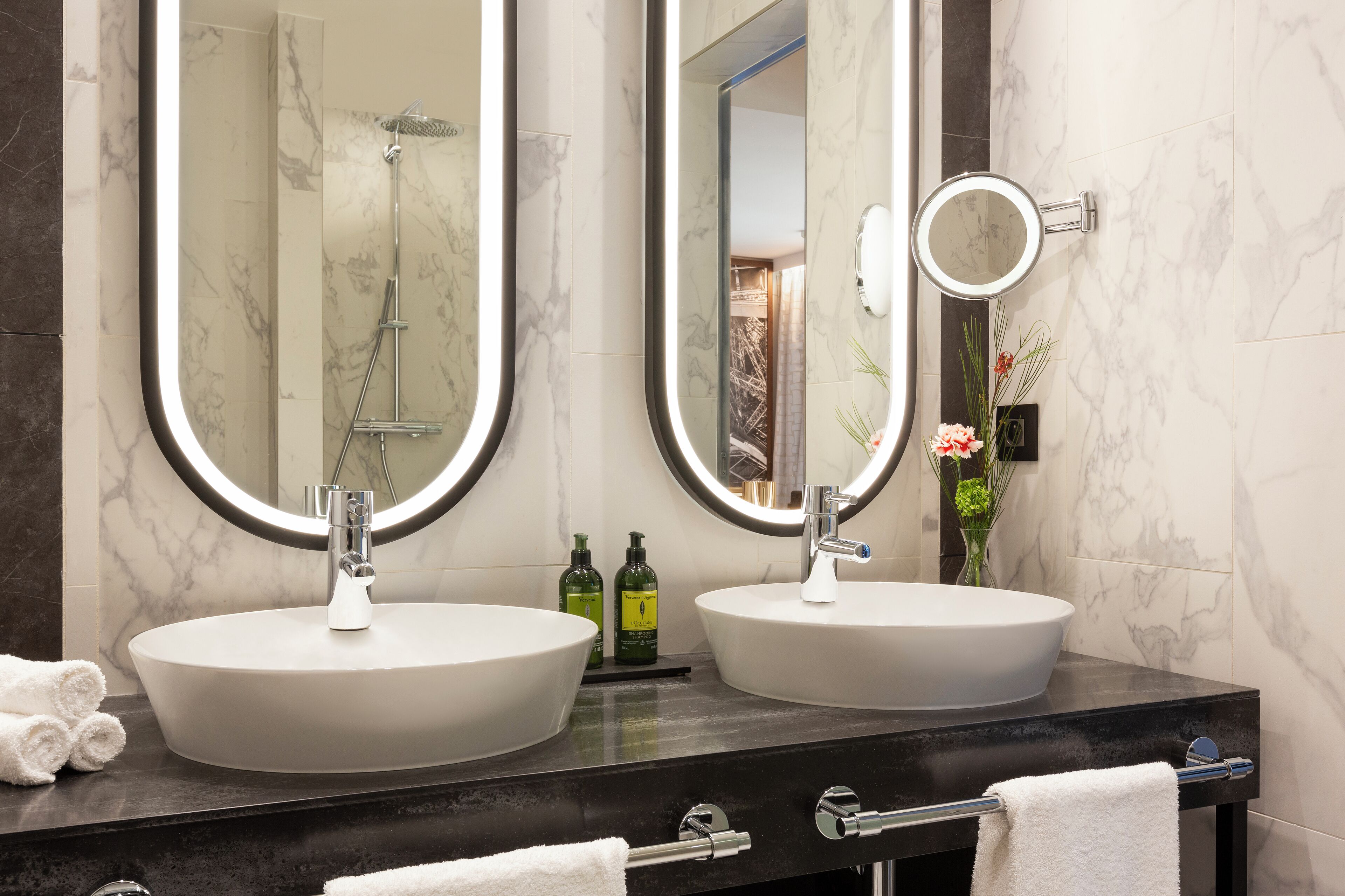 free toiletries, hair dryer, bathrobes, slippers