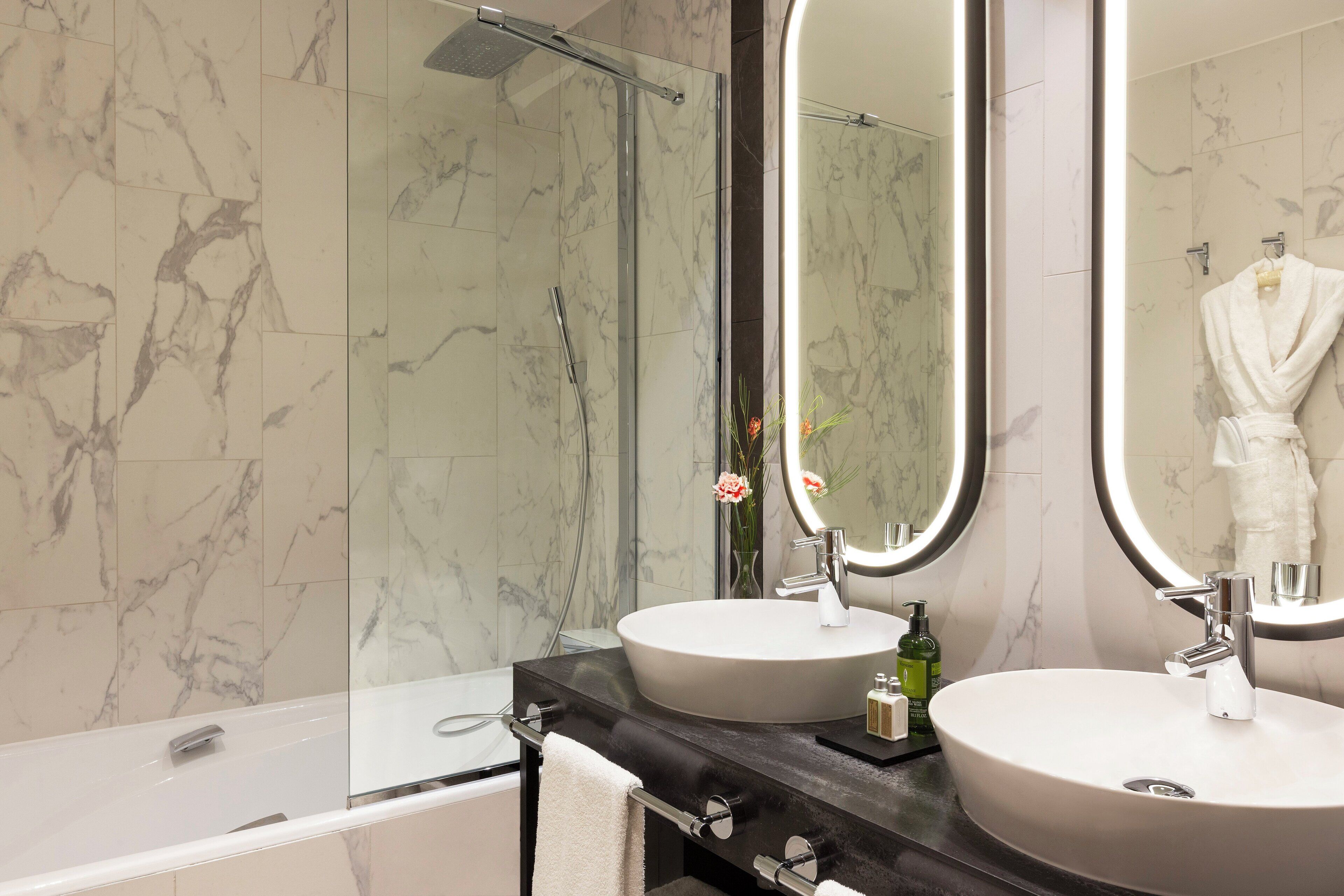 free toiletries, hair dryer, bathrobes, slippers