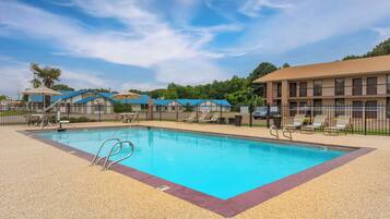 Outdoor pool, sun loungers