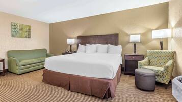 Rom – standard, 1 kingsize-seng, ikke-røyk, kjøleskap og mikrobølgeovn | Skrivebord, strykejern/-brett, wi-fi (inkludert) og sengetøy