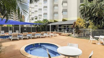Outdoor pool, pool loungers