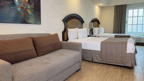 Junior Suite, 2 Double Beds, Non Smoking, Kitchenette | Down duvets, in-room safe, desk, laptop workspace