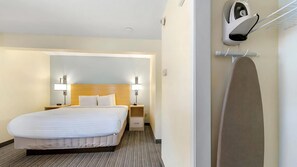 Hypo-allergenic bedding, down comforters, desk, laptop workspace