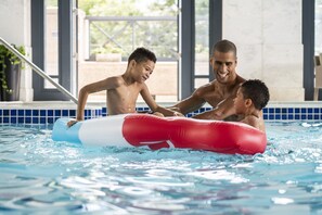 Indoor pool, open 6:30 AM to 9:00 PM, pool loungers