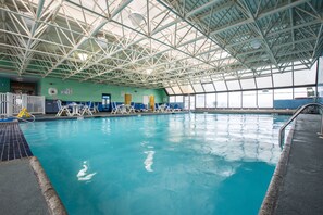 Indoor pool, open 11:00 AM to 7:00 PM, sun loungers