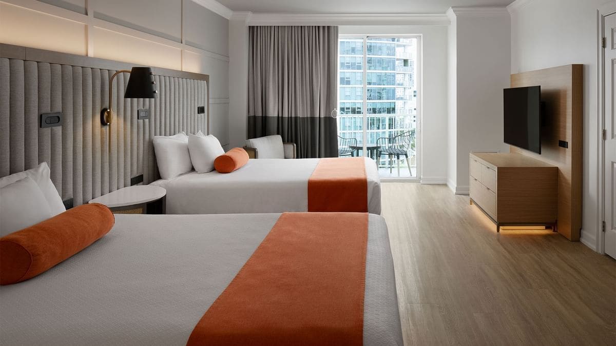 Standard Suite, 2 Queen Beds, Mobility Accessible, City View | In-room safe, desk, iron/ironing board, free WiFi