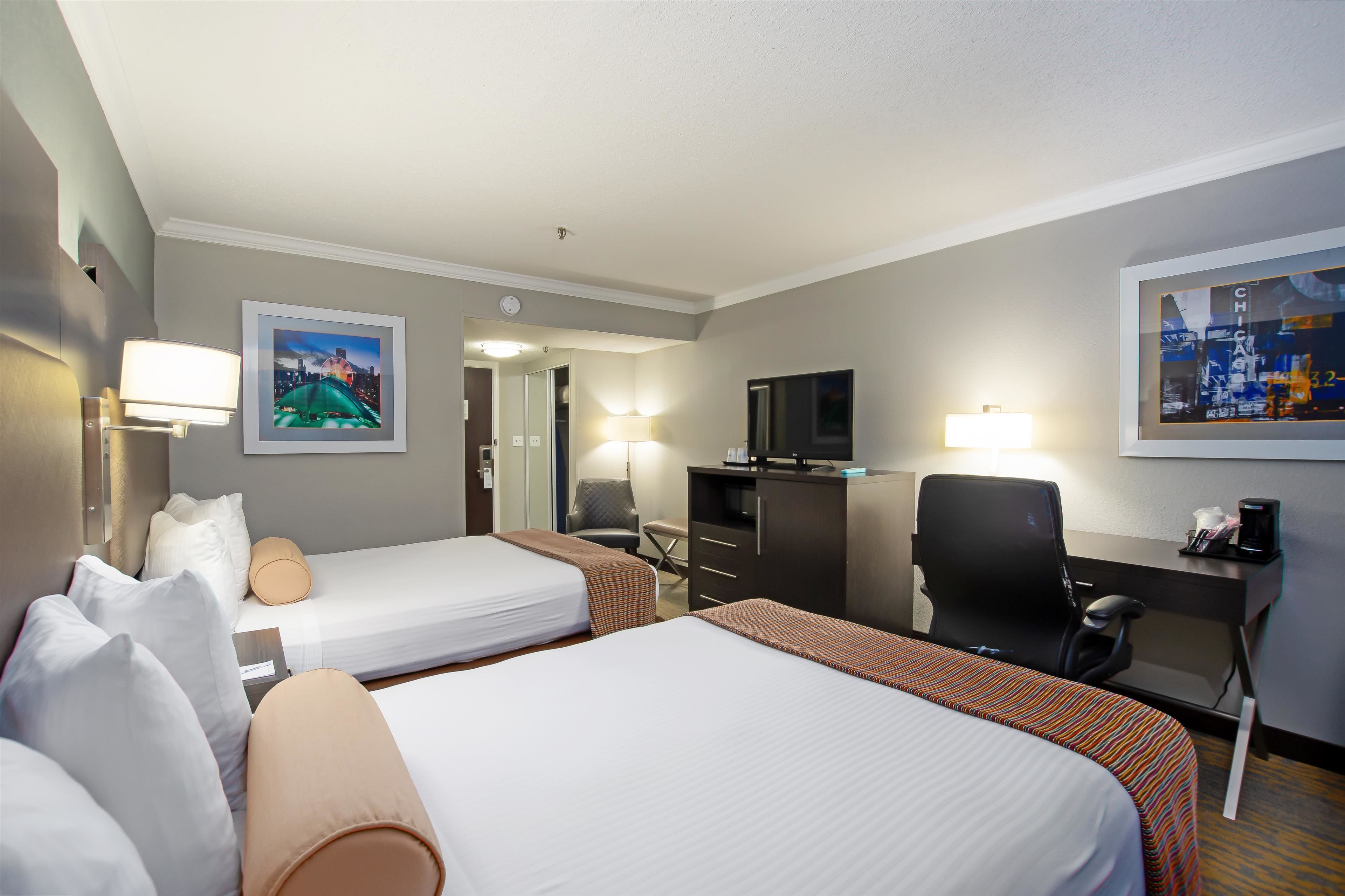 standard room, 2 double beds, non smoking, refrigerator & microwave | in-room safe, blackout curtains, iron/ironing board, free wifi