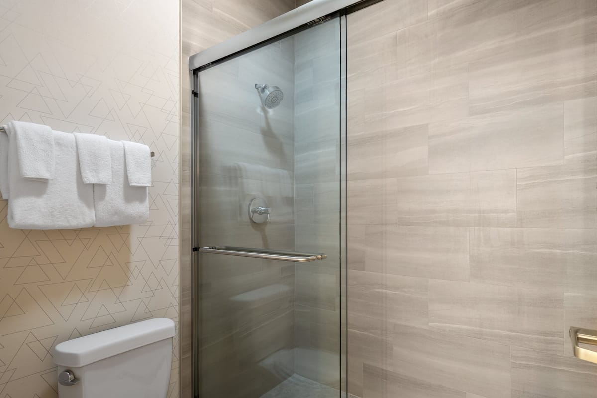 Standard Room, 1 Queen Bed (Walk-In Shower) | 1 bedroom, hypo-allergenic bedding, desk, iron/ironing board