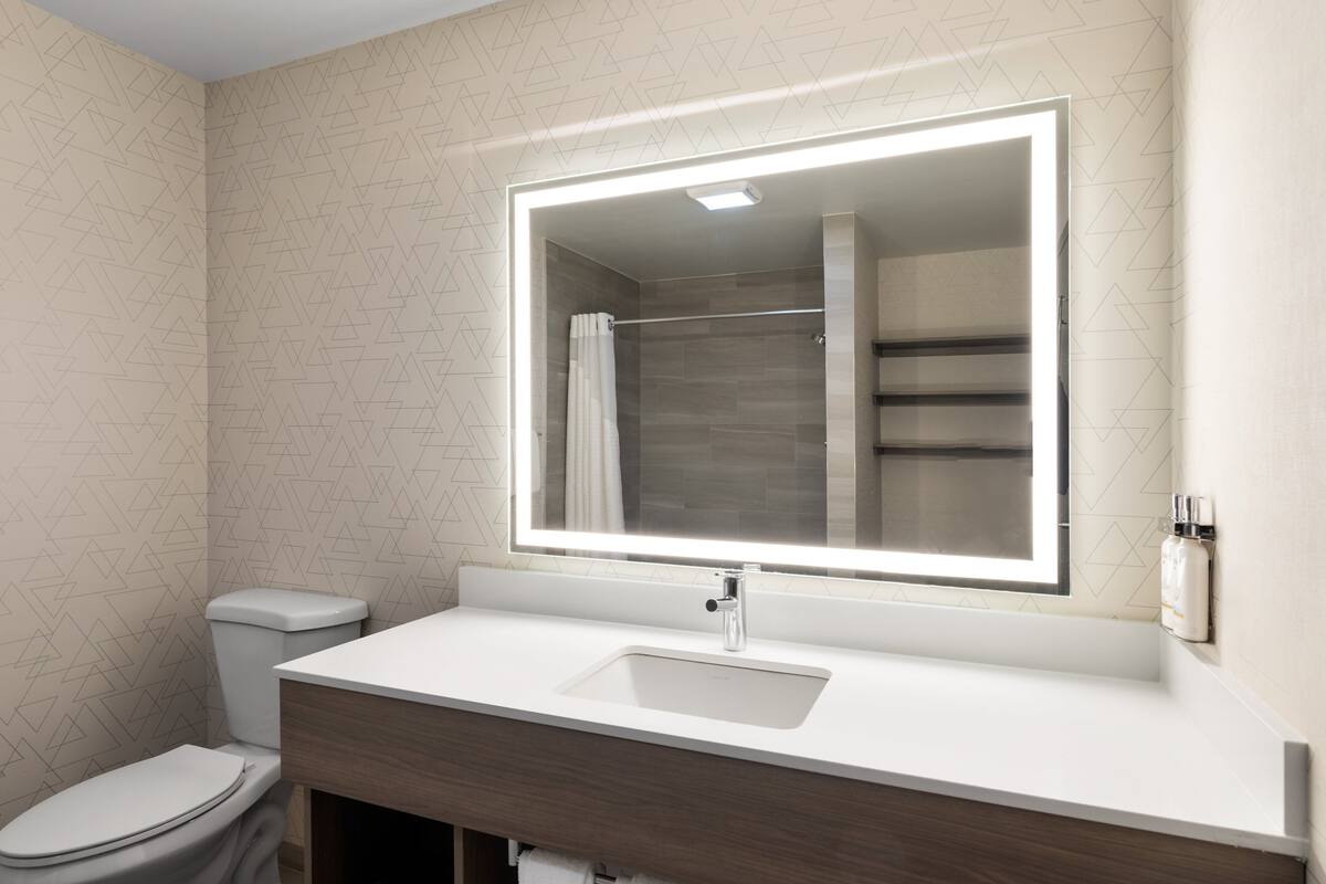 suite, 1 king bed | bathroom | free toiletries, hair dryer, towels, soap