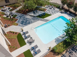 Outdoor pool, pool loungers