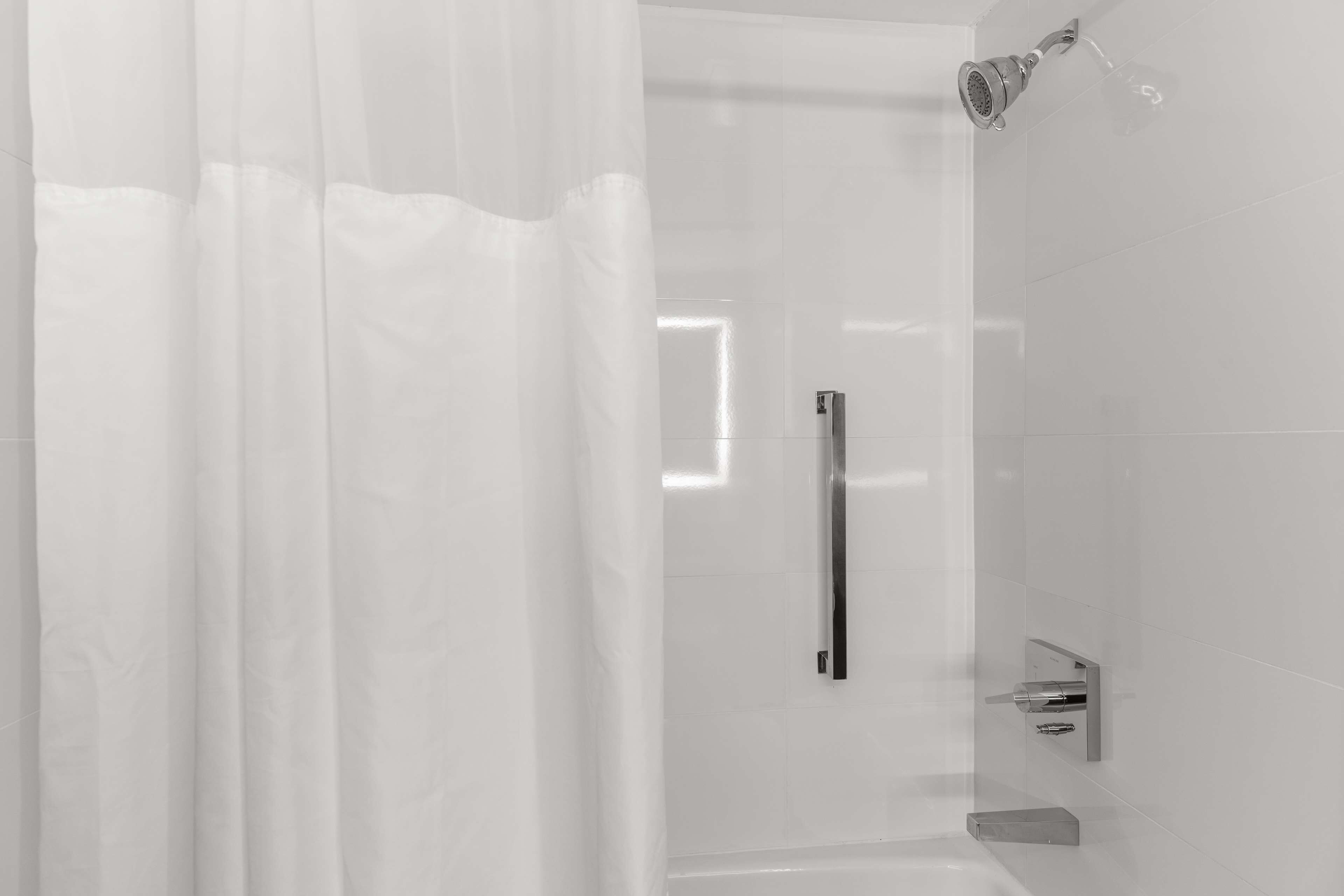 combined shower/bathtub, free toiletries, hair dryer, towels