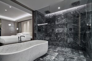 Suite, 1 King Bed (Penthouse) | Bathroom | Designer toiletries, hair dryer, bathrobes, slippers