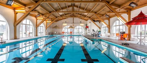 Indoor pool, open 6:00 AM to 9:00 PM, pool loungers