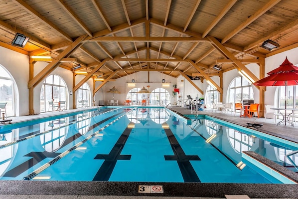 Indoor pool, open 6:00 AM to 9:00 PM, pool loungers