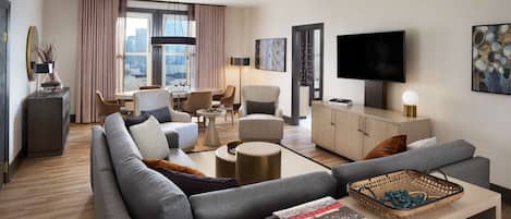 55-inch TV with digital channels, pay movies